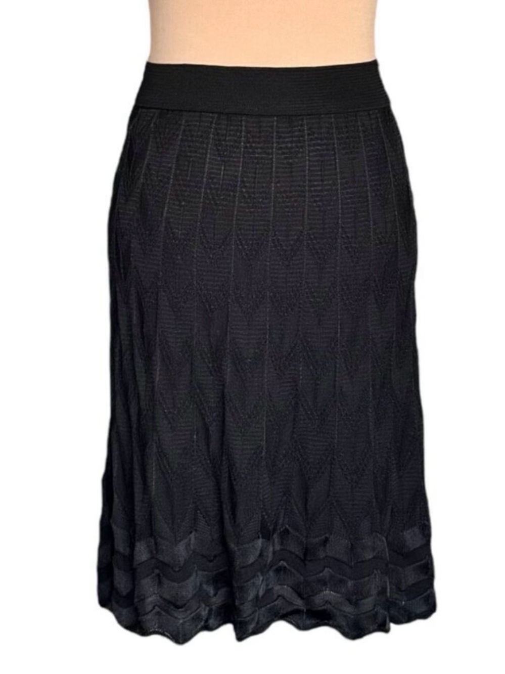 NWT Missoni Midi Skirt Sz L /46 Black Knit Textured A-Line Designer Italian